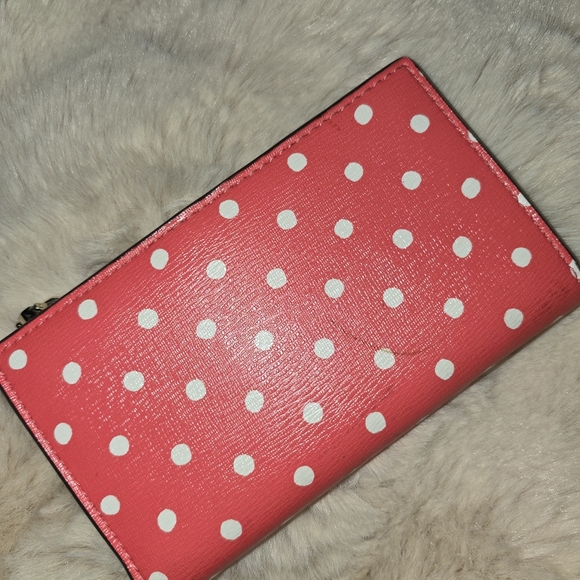 Euc Kate Spade Coral Dotted Snap Wallet - Picture 2 of 3